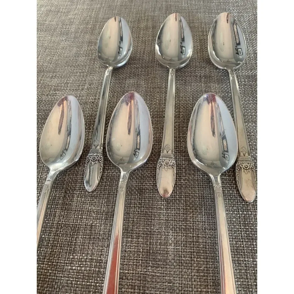 6 International Silver First Love Teaspoons Spoons 1847 Rogers Silverplate6 1/8